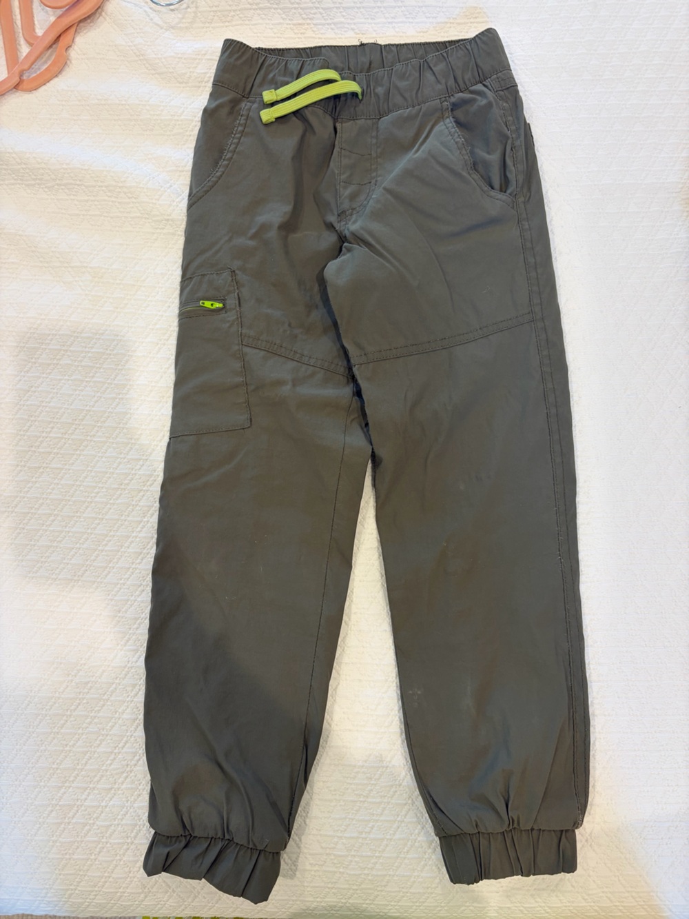 Kids Olive Green Jogger fleece lined water resistant pants